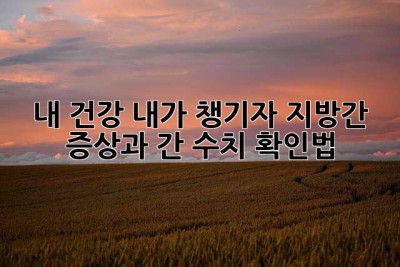 내 건강, 내가 챙기자! 지방간 증상과 간 수치 확인법